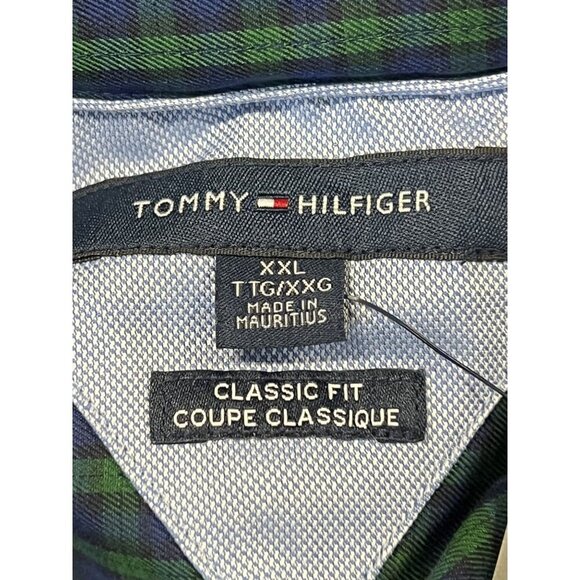 Tommy Hilfiger Mens Classic Fit Green & Blue Plaid Button-Up Shirt XXL New - Picture 6 of 9